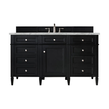 Brittany 60" Single Vanity, Black Onyx w/ 3 CM Carrara Marble Top
