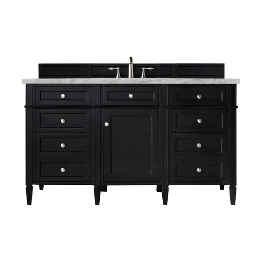 Brittany 60" Single Vanity, Black Onyx w/ 3 CM Carrara Marble Top