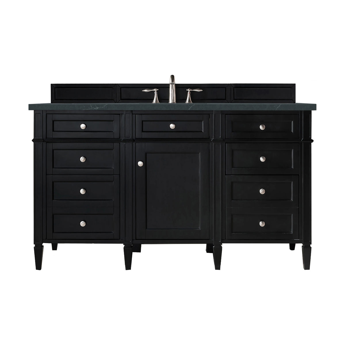 Brittany 60" Single Vanity, Black Onyx, w/ 3 CM Charcoal Soapstone Silestone Top