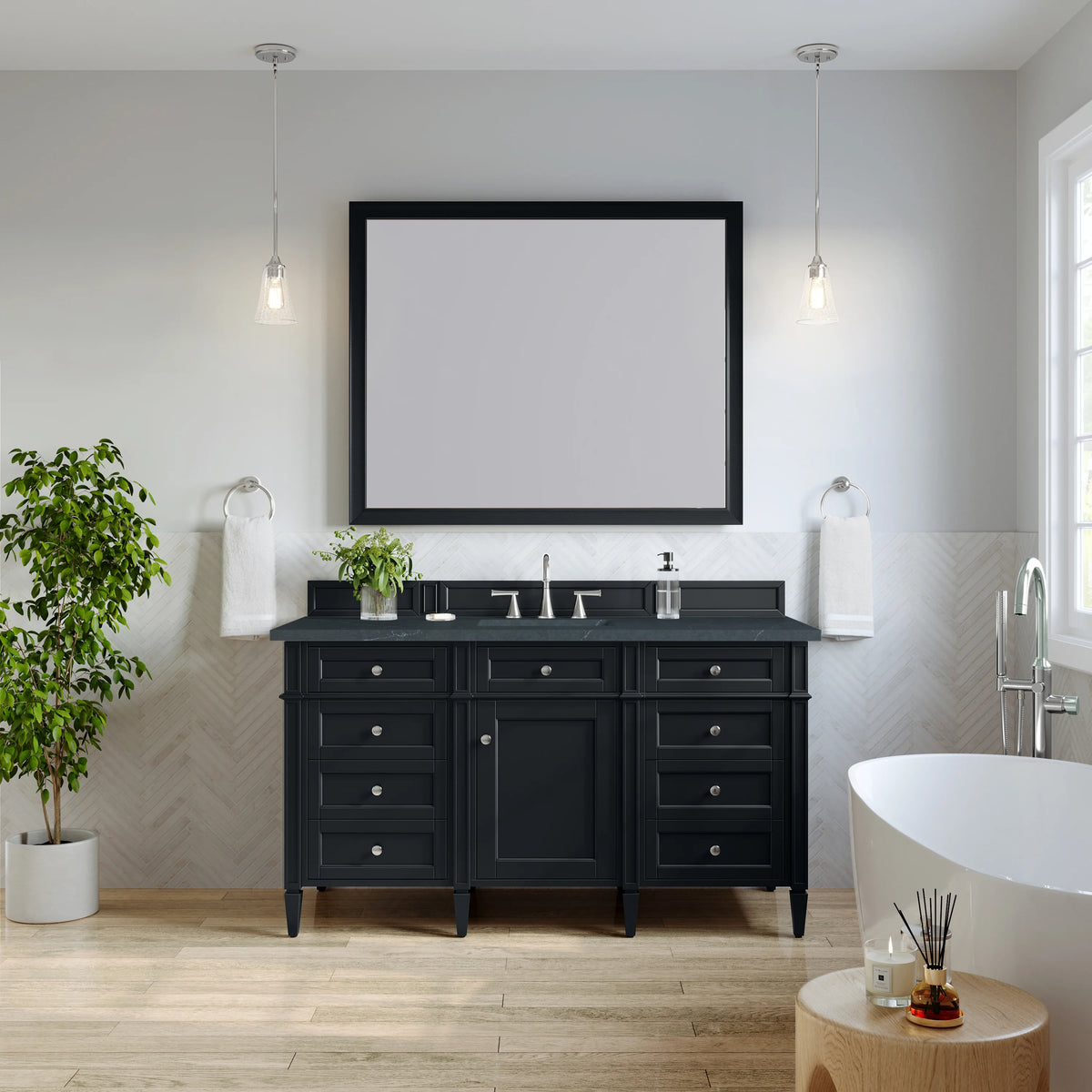 Brittany 60" Single Vanity, Black Onyx, w/ 3 CM Charcoal Soapstone Silestone Top, view 3