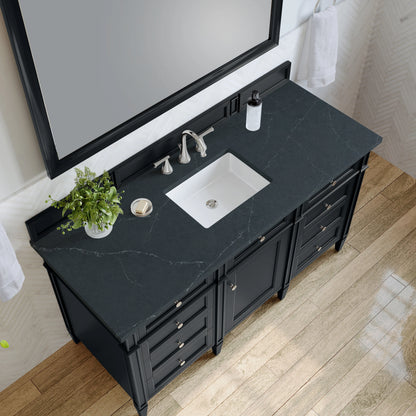 Brittany 60" Single Vanity, Black Onyx, w/ 3 CM Charcoal Soapstone Silestone Top, view 7