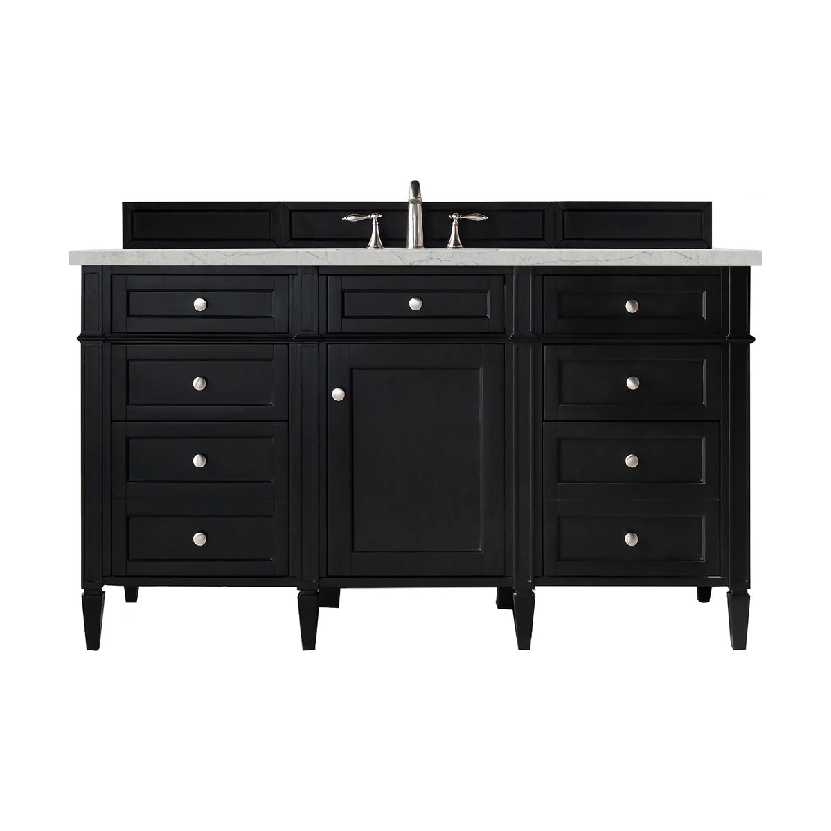 Brittany 60" Single Vanity, Black Onyx, w/ 3 CM Eternal Jasmine Pearl Silestone Top
