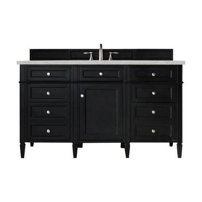 Brittany 60" Single Vanity, Black Onyx, w/ 3 CM Eternal Jasmine Pearl Silestone Top