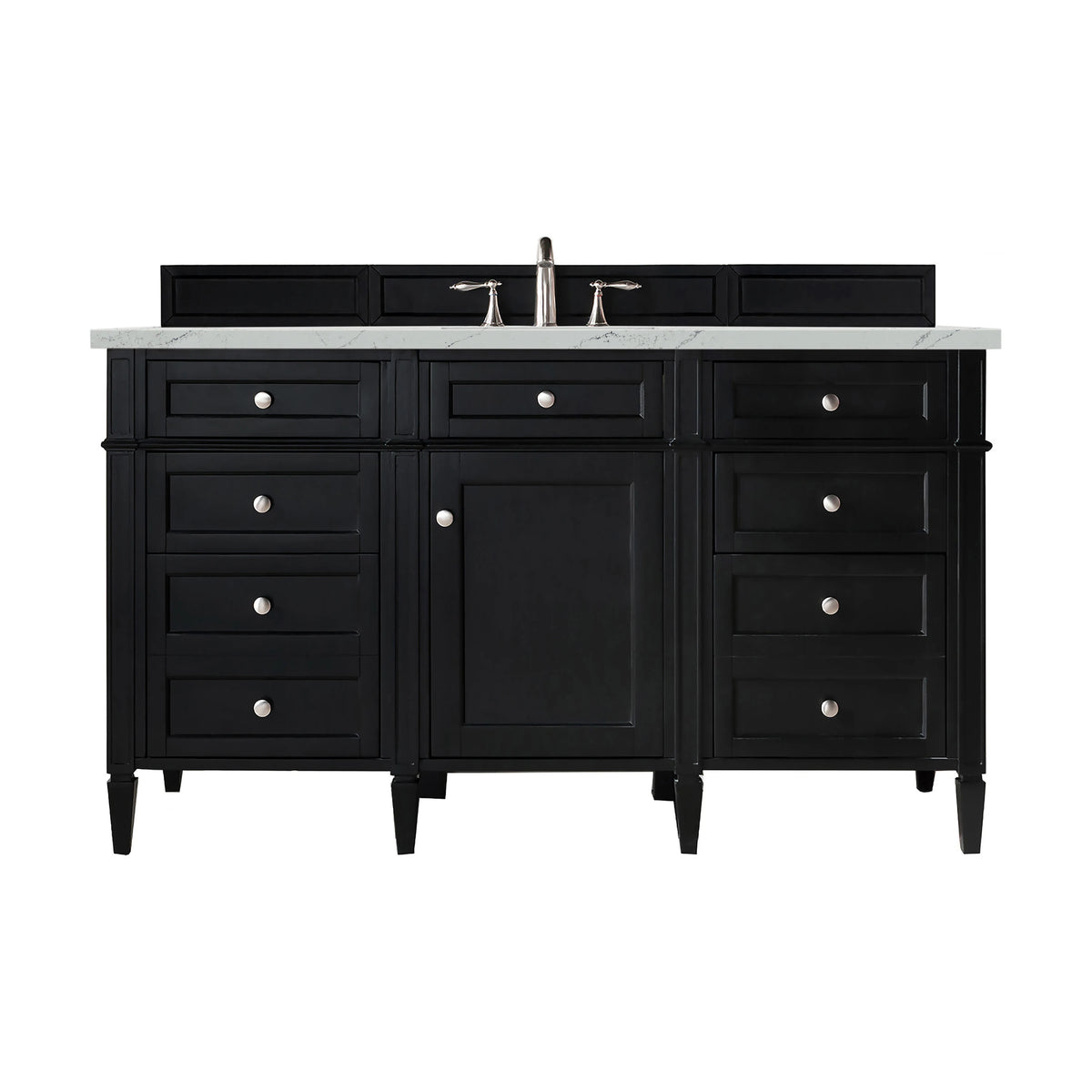 Brittany 60" Single Vanity, Black Onyx, w/ 3 CM Ethereal Noctis Silestone Top