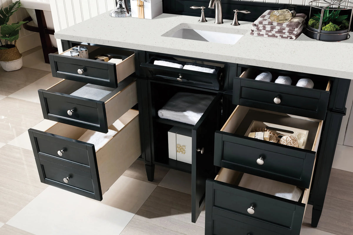 Brittany 60" Single Vanity, Black Onyx w/ 3 CM Lime Delight Silestone Top, view 5