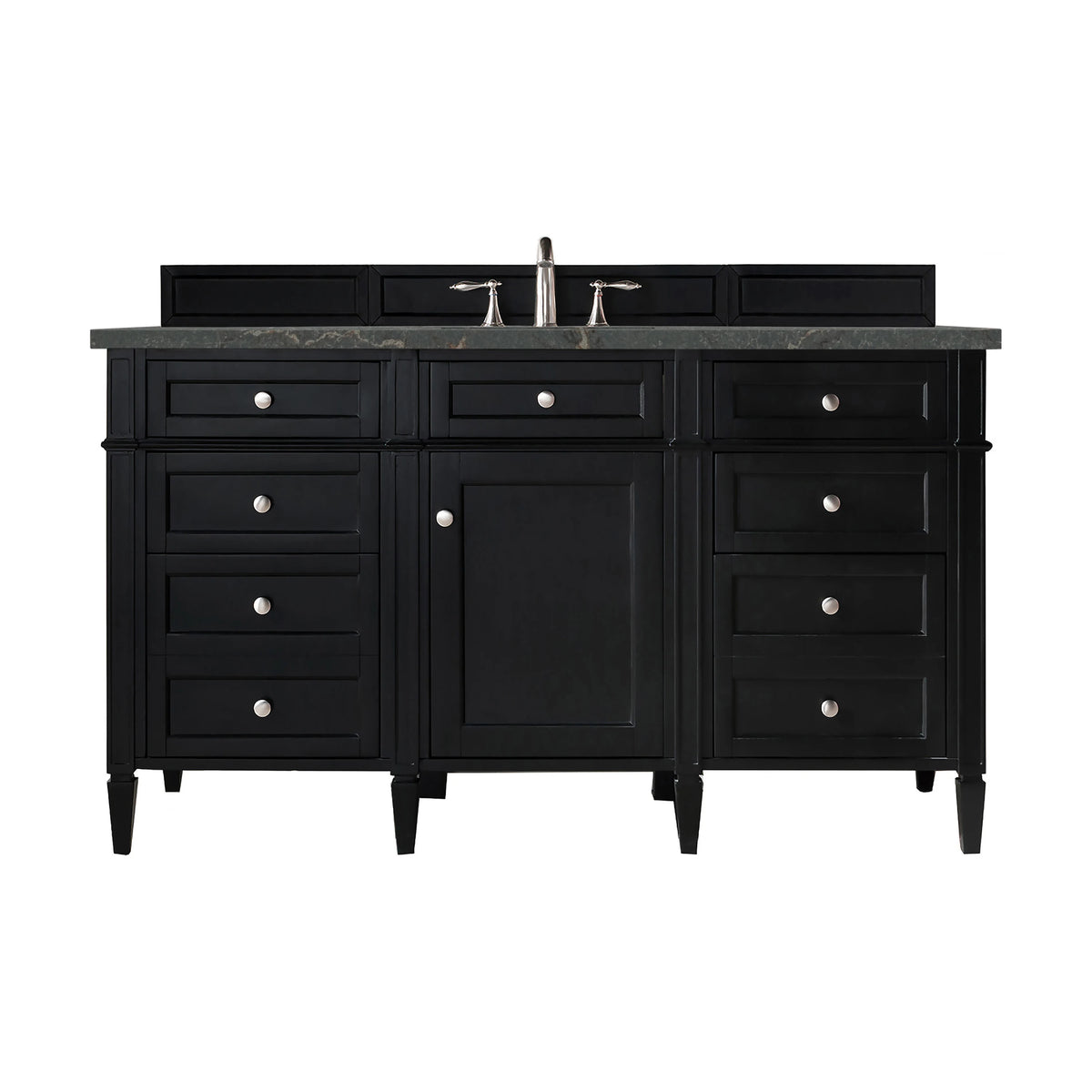 Brittany 60" Single Vanity, Black Onyx w/ 3 CM Parisien Bleu Silestone Top