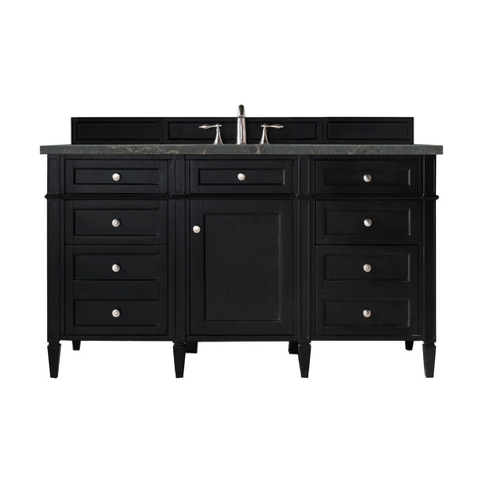 Brittany 60" Single Vanity, Black Onyx w/ 3 CM Parisien Bleu Silestone Top