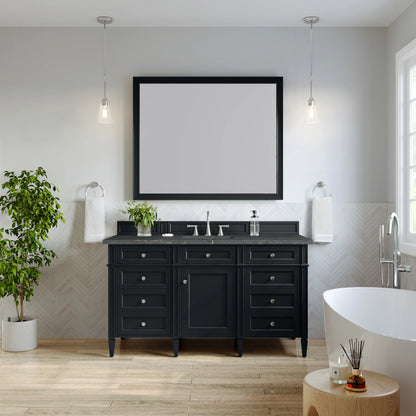 Brittany 60" Single Vanity, Black Onyx w/ 3 CM Parisien Bleu Silestone Top, view 3