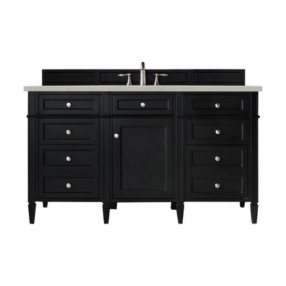 Brittany 60" Single Vanity, Black Onyx, w/ 3 CM Siberian Silestone Top