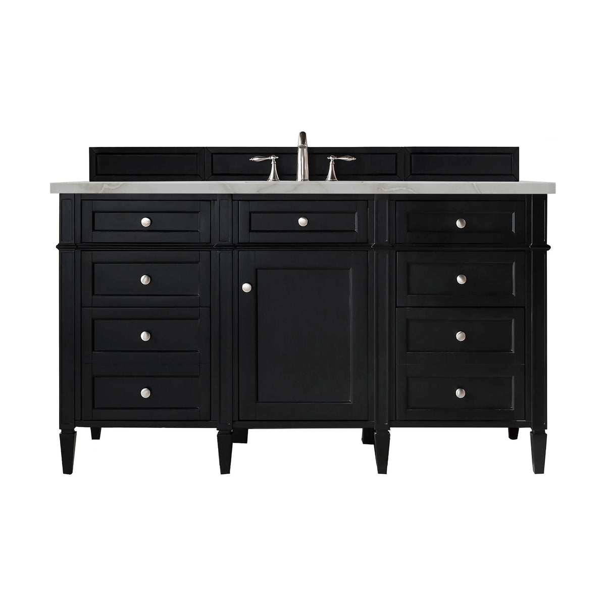 Brittany 60" Single Vanity, Black Onyx w/ 3 CM Victorian Silver Silestone Top