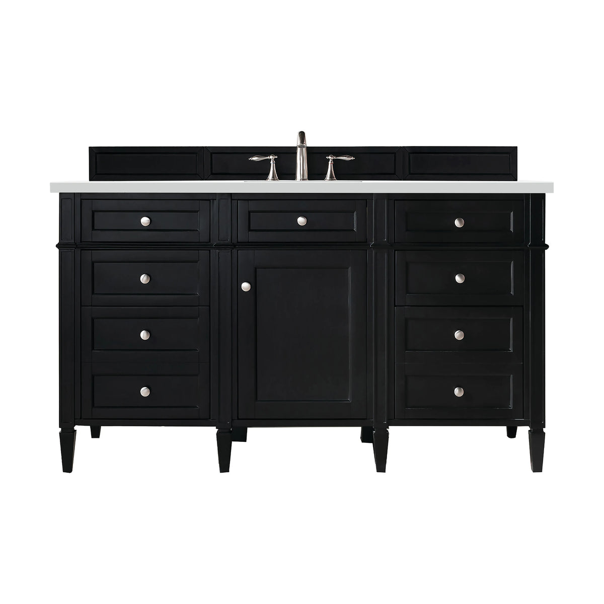 Brittany 60" Single Vanity, Black Onyx w/ 3 CM White Zeus Silestone Top