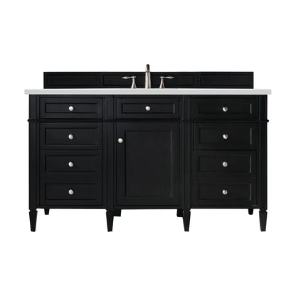Brittany 60" Single Vanity, Black Onyx w/ 3 CM White Zeus Silestone Top