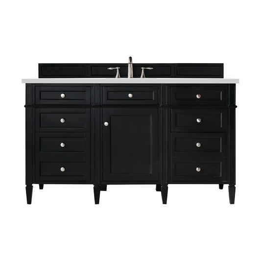Brittany 60" Single Vanity, Black Onyx w/ 3 CM White Zeus Silestone Top