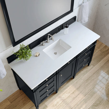 Brittany 60" Single Vanity, Black Onyx w/ 3 CM White Zeus Silestone Top, view 6