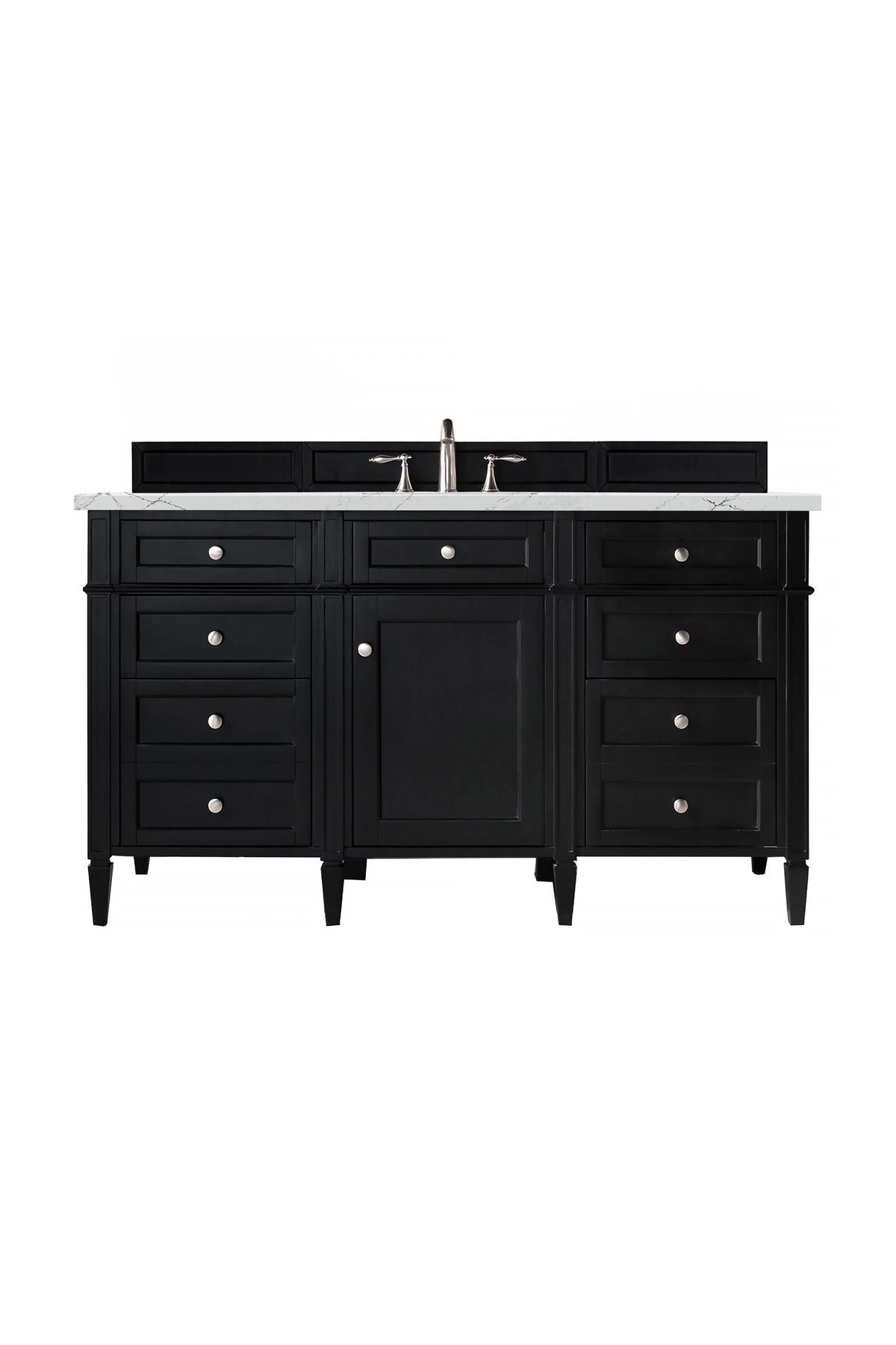 Brittany 60" Single Vanity, Black Onyx, w/ 3 CM Ethereal Noctis Silestone Top w/FreePower Wireless Charger