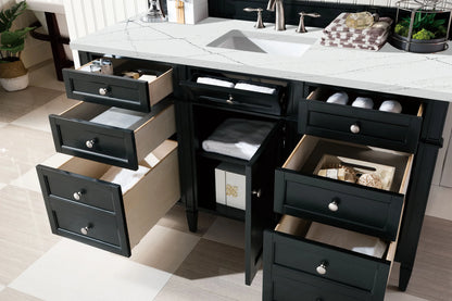 Brittany 60" Single Vanity, Black Onyx, w/ 3 CM Ethereal Noctis Silestone Top w/FreePower Wireless Charger, view 8