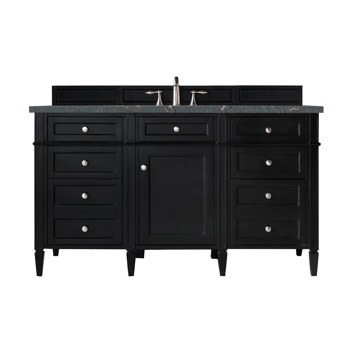 Brittany 60" Single Vanity, Black Onyx w/ 3 CM Parisien Bleu Silestone Top w/FreePower Wireless Charger