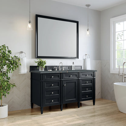 Brittany 60" Single Vanity, Black Onyx w/ 3 CM Parisien Bleu Silestone Top w/FreePower Wireless Charger, view 7