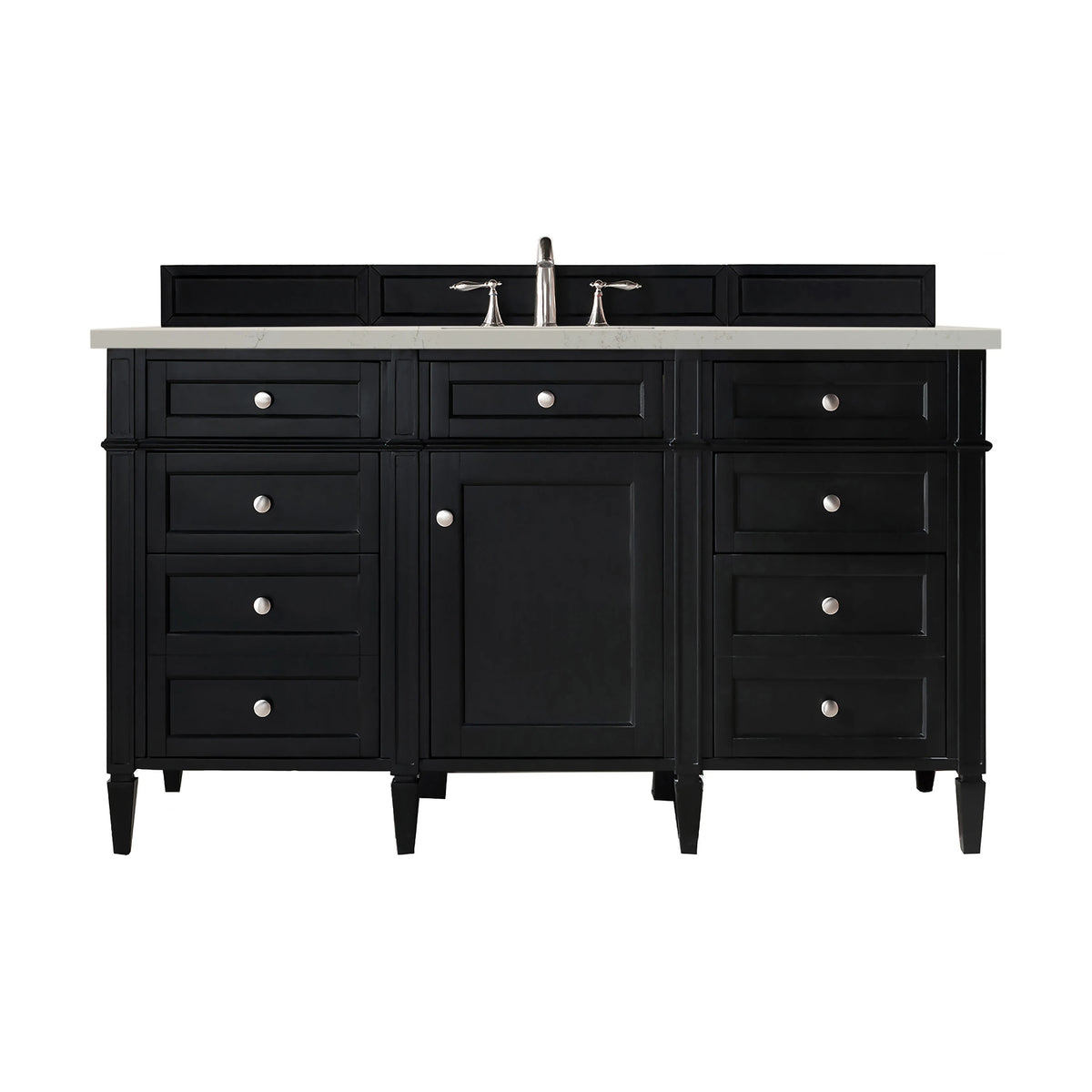 Brittany 60" Single Vanity, Black Onyx, w/ 3 CM Siberian Silestone Top w/FreePower Wireless Charger