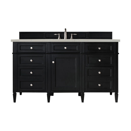 Brittany 60" Single Vanity, Black Onyx, w/ 3 CM Siberian Silestone Top w/FreePower Wireless Charger