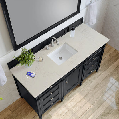Brittany 60" Single Vanity, Black Onyx, w/ 3 CM Siberian Silestone Top w/FreePower Wireless Charger, view 8