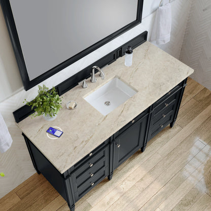 Brittany 60" Single Vanity, Black Onyx, w/ 3 CM Tajnar Eclos Top w/FreePower Wireless Charger, view 8