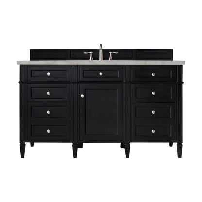 Brittany 60" Single Vanity, Black Onyx w/ 3 CM Victorian Silver Silestone Top w/FreePower Wireless Charger