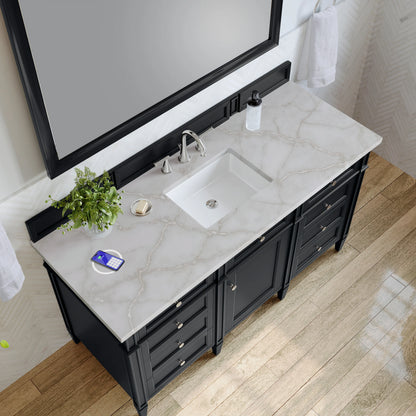 Brittany 60" Single Vanity, Black Onyx w/ 3 CM Victorian Silver Silestone Top w/FreePower Wireless Charger, view 10