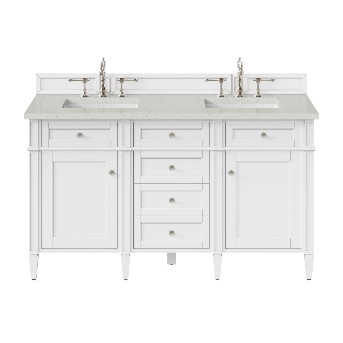 Brittany 60" Double Vanity, Bright White Vanity w/ 3 CM Lime Delight Silestone Top