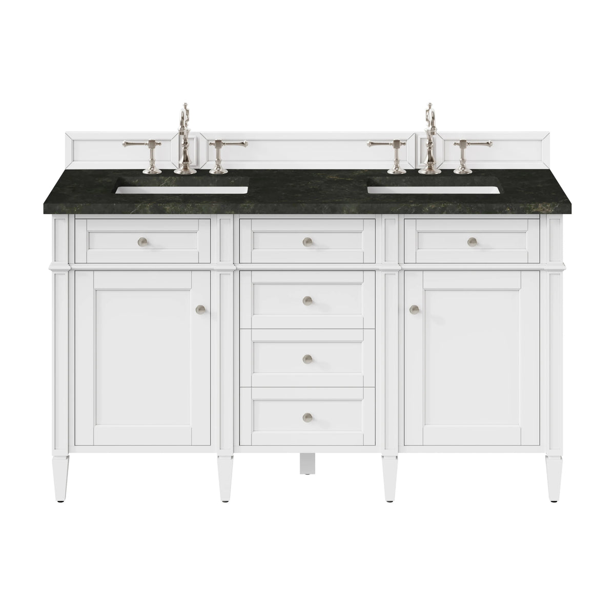 Brittany 60" Double Vanity in Bright White, w/ 3 CM Phantome Eclos Top