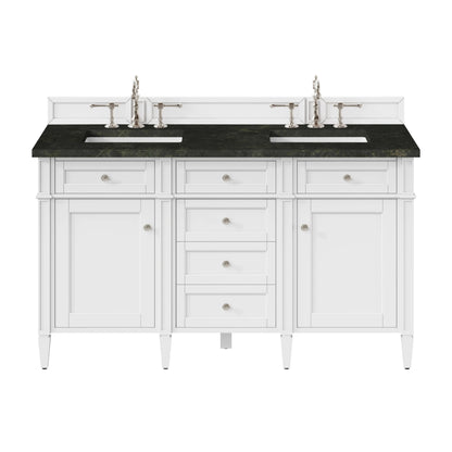 Brittany 60" Double Vanity in Bright White, w/ 3 CM Phantome Eclos Top