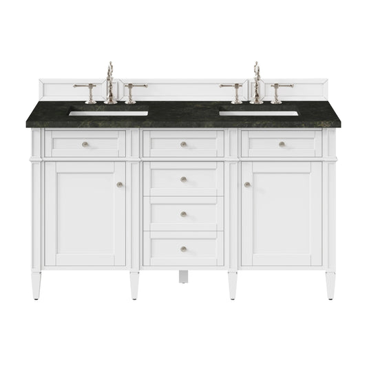 Brittany 60" Double Vanity in Bright White, w/ 3 CM Phantome Eclos Top