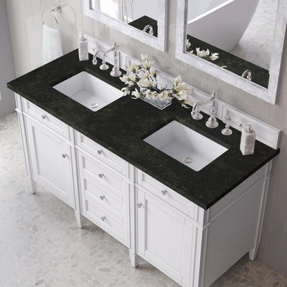 Brittany 60" Double Vanity in Bright White, w/ 3 CM Phantome Eclos Top, view 6