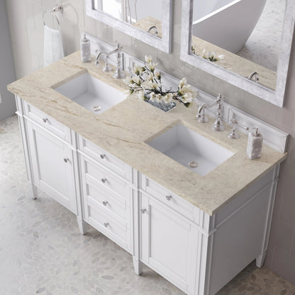 Brittany 60" Double Vanity in Bright White, w/ 3 CM Tajnar Eclos Top, view 6