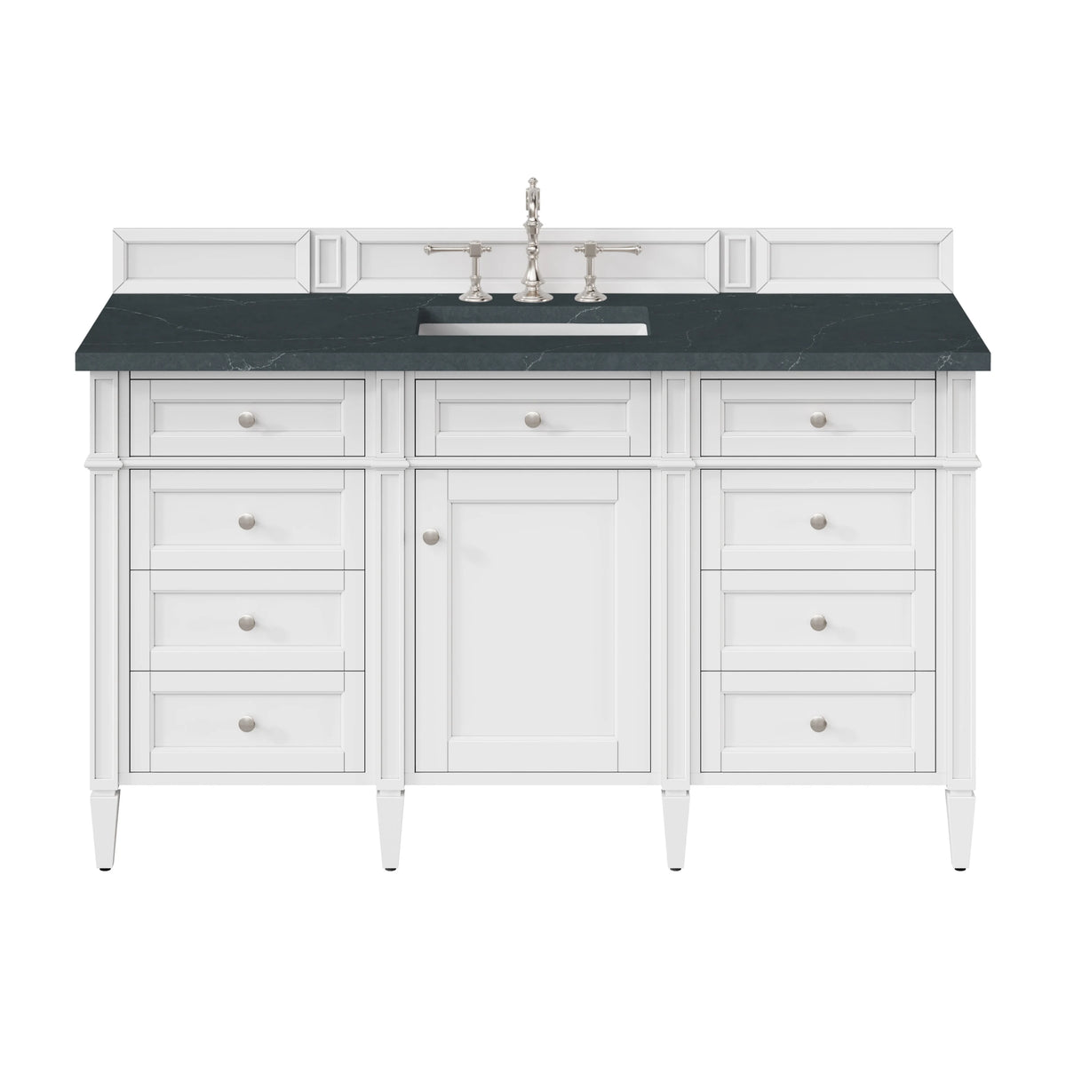 Brittany 60" Single Vanity, Bright White w/ 3 CM Charcoal Soapstone Silestone Top