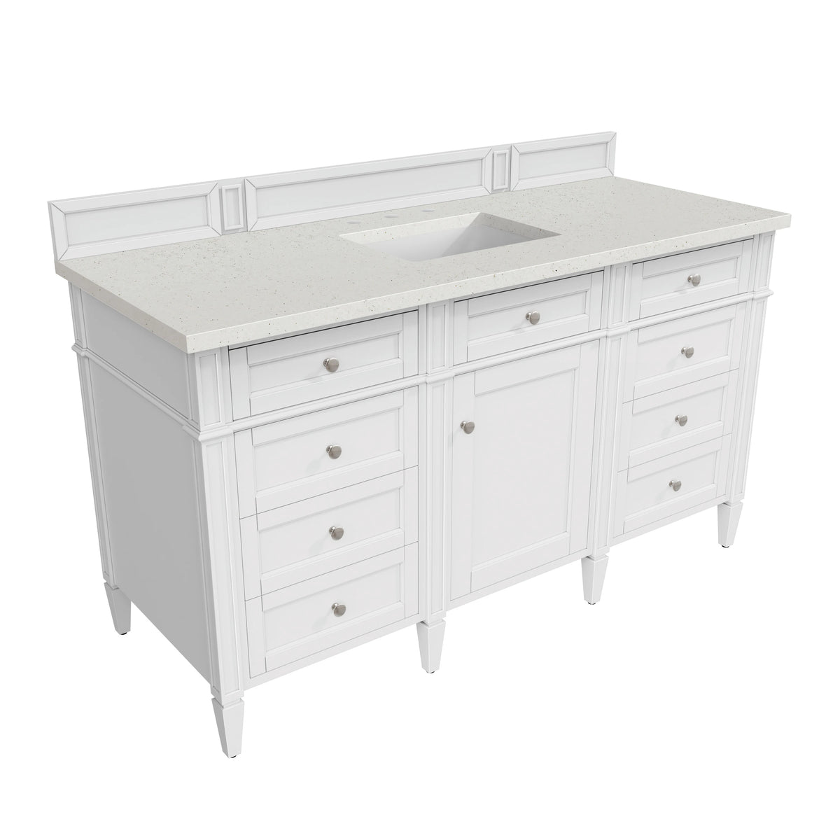 Brittany 60" Single Vanity, Bright White w/ 3 CM Lime Delight Silestone Top, view 8