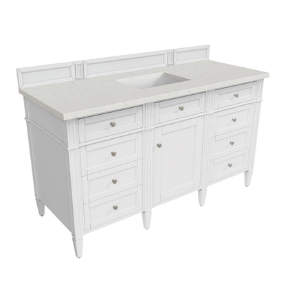 Brittany 60" Single Vanity, Bright White w/ 3 CM Lime Delight Silestone Top, view 8