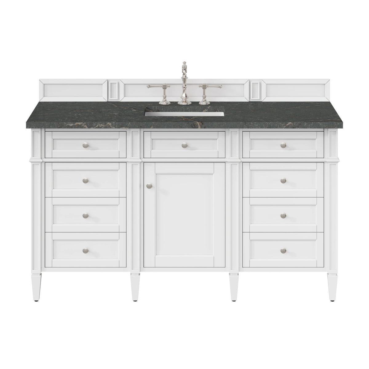 Brittany 60" Single Vanity, Bright White w/ 3 CM Parisien Bleu Silestone Top