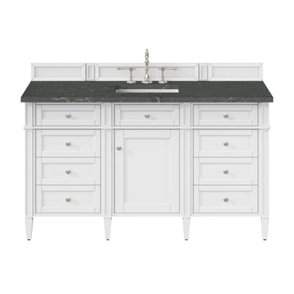 Brittany 60" Single Vanity, Bright White w/ 3 CM Parisien Bleu Silestone Top
