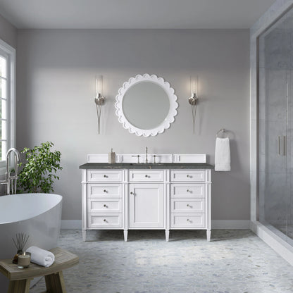 Brittany 60" Single Vanity, Bright White w/ 3 CM Parisien Bleu Silestone Top, view 3