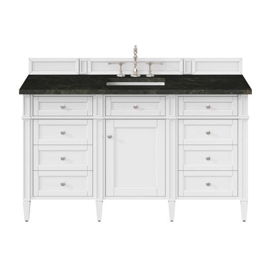 Brittany 60" Single Vanity in Bright White, w/ 3 CM Phantome Eclos Top