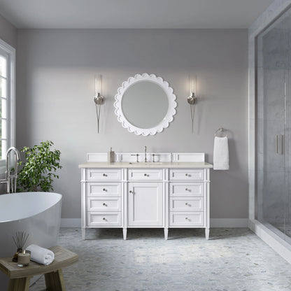 Brittany 60" Single Vanity in Bright White, w/ 3 CM Siberian Silestone Top, view 3