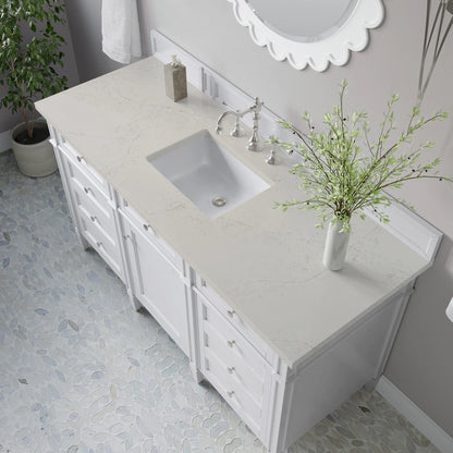 Brittany 60" Single Vanity in Bright White, w/ 3 CM Siberian Silestone Top, view 6
