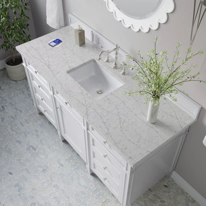 Brittany 60" Single Vanity, Bright White w/ 3 CM Eternal Jasmine Pearl Silestone Top w/FreePower Wireless Char, view 10