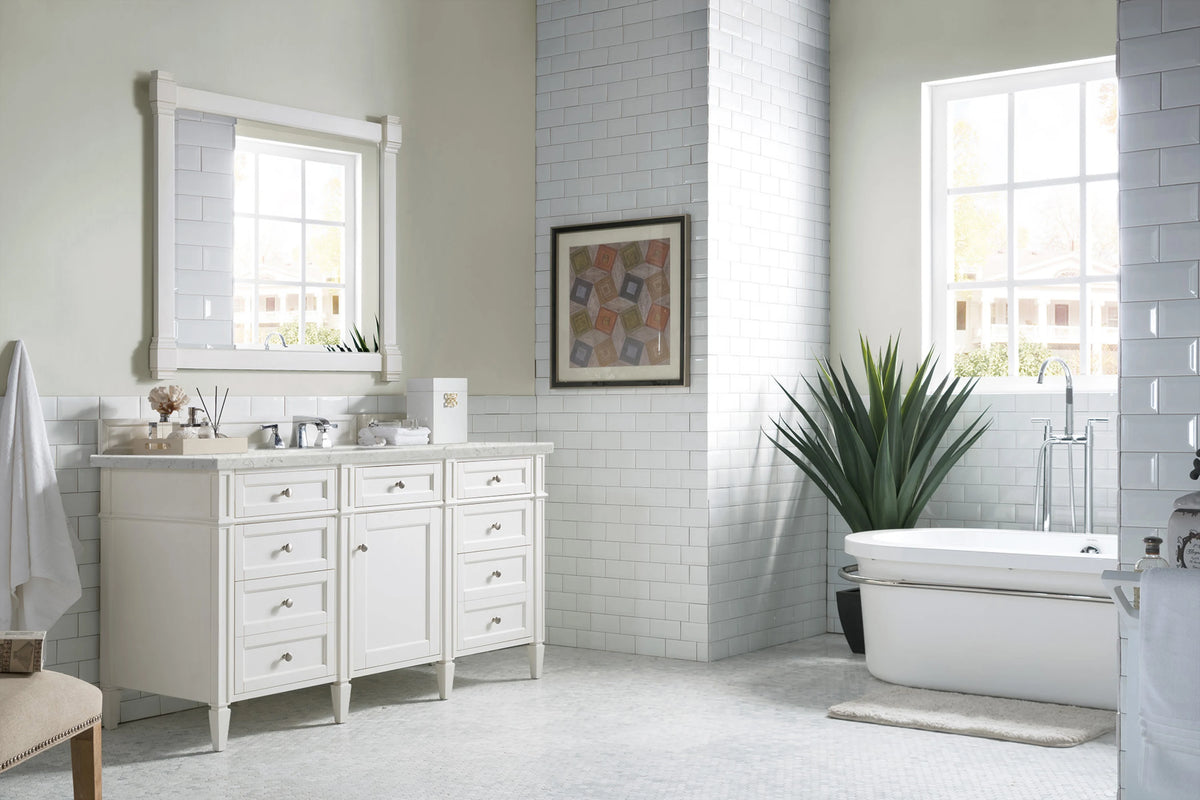 Brittany 60" Single Vanity, Bright White w/ 3 CM Eternal Jasmine Pearl Silestone Top w/FreePower Wireless Charg, view 7
