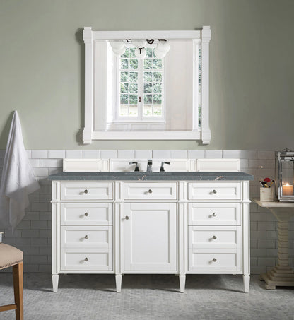 Brittany 60" Single Vanity, Bright White w/ 3 CM Parisien Bleu Silestone Top w/FreePower Wireless Charger, view 6