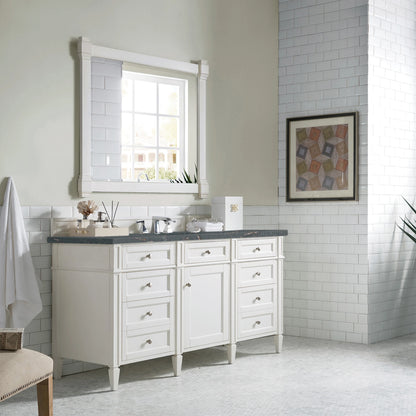 Brittany 60" Single Vanity, Bright White w/ 3 CM Parisien Bleu Silestone Top w/FreePower Wireless Charger, view 7