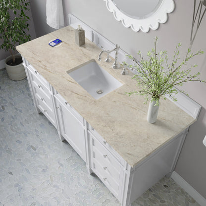 Brittany 60" Single Vanity in Bright White, w/ 3 CM Tajnar Eclos Top w/FreePower Wireless Charger, view 8