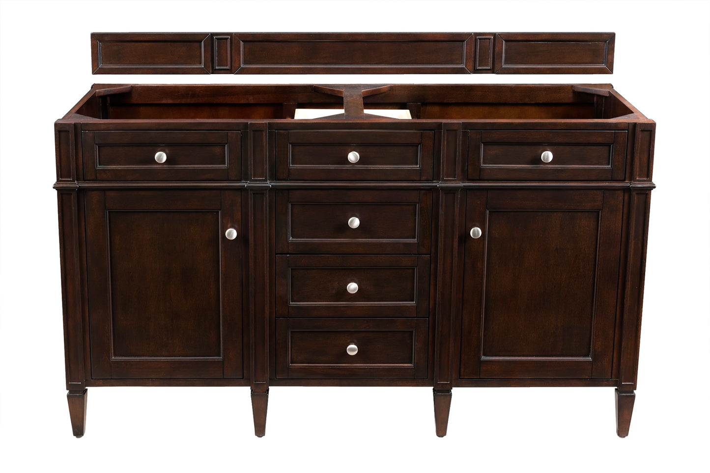 Brittany 60" Double Vanity, Burnished Mahogany w/ 3 CM Charcoal Soapstone Silestone Top, view 2