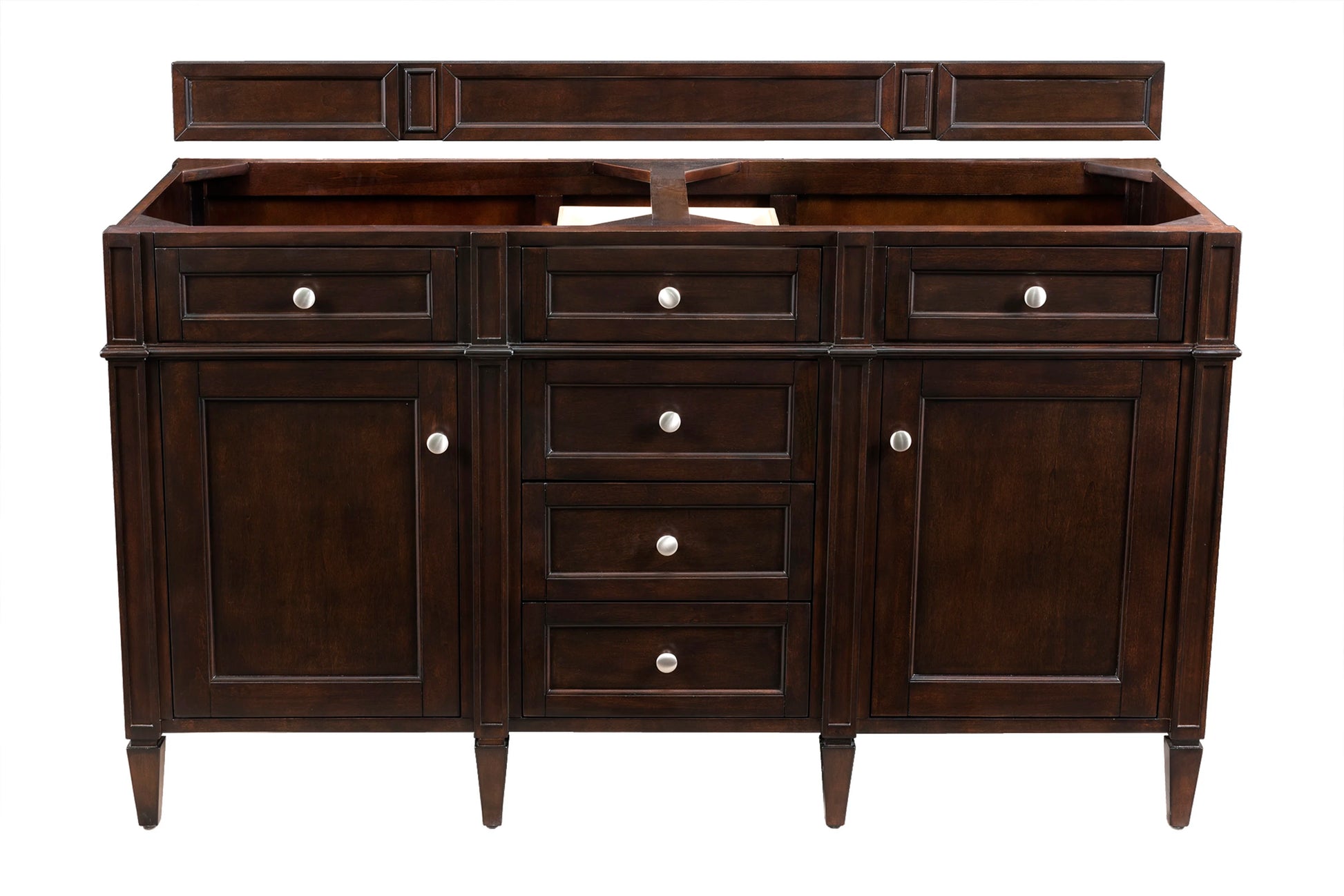 Brittany 60" Double Vanity, Burnished Mahogany w/ 3 CM Charcoal Soapstone Silestone Top, view 2
